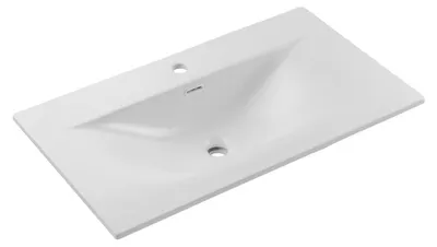 Produktbild von Einbauwaschbecken VELOA 80 cm Keramik mattweiß modernes ovales Design