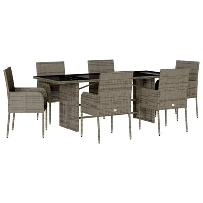 Image de vidaXL Ensemble de jardin 7 pièces avec coussins Gris Poly rotin