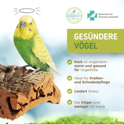Productafbeelding van Prachtig, groot zitplankje van kurk voor vogels, 20x10 cm - een favoriet onder parkieten en andere vogels.