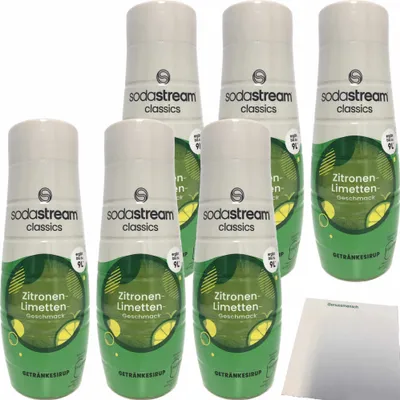 Produktbild von SodaStream Sirup Zitrone Limette 6er Pack (6x440ml Flasche) + usy Block