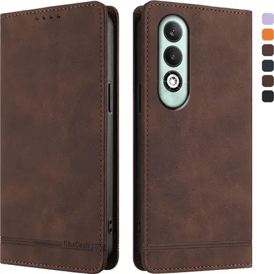Image de Etui pour Oppo K12X 5G, étui rétro en cuirPolyuréthaneavec support et fentes pour cartes de crédit Marron