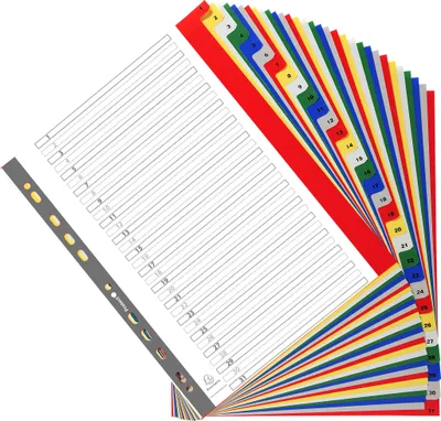 Produktbild von Exacompta 20x Farbige Register aus PP, 31-teilig, für DIN A4+ - sortiert| - 88E