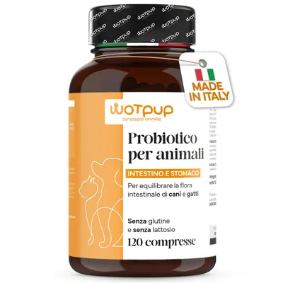 Obrázok produktu pre VYSOKOKVALITNÉ PROBIOTIKÁ PRE PSOV vyrobené v Taliansku. Mliečne kultúry pre psov a mačky, 120 tabliet – 4 MESIACE zásoby. Podpora trávenia