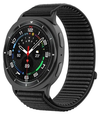Produktbild von Für Samsung Galaxy Watch 8 / 8 Classic Nylon Klettverschluss Metall Interface Armband Schwarz