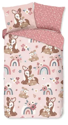 Productafbeelding van Good Morning Kinderdekbedovertrek "Bibi" - Roze - (140x220 cm) - 100% Katoen