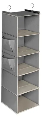 Produktbild von Hängeorganizer für den Kleiderschrank mit 5 Fächern, faltbar mit Metallhaken - Grau