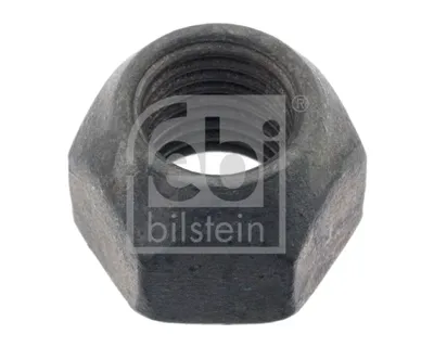 A dark gray nut with a logo overlay.