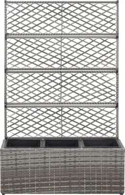 Zdjęcie produktu dla Donica Z Kratką I 3 Wkładami, 83X30X130 Cm, Polirattan, Szara Lumarko!