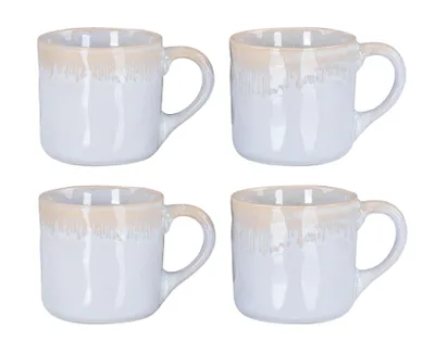 Produktbild von 4er Set Steingut Becher 350ml Tasse Grau Kaffeetassen Modern Design Küche Kaffeepott Teetasse