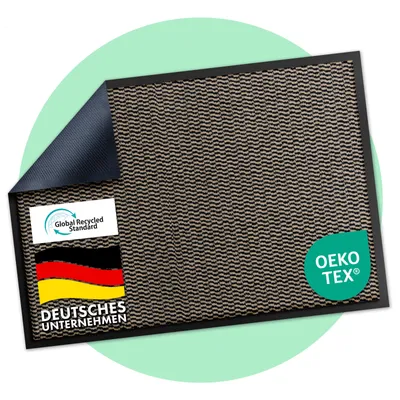 Produktbild von Floordirekt Fußmatte SKY Novo, rutschfeste TPE-Rückseite, effektive Schmutzaufnahme, In- & Outdoor Schmutzfangmatte, Ocker-schwarz, 40x60 cm