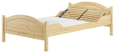 Produktbild von Breites Einzelbett 120x200 Kiefer Massivholz Landhausstil V-60.30-12Federholzrahmen und Matratze inkl.