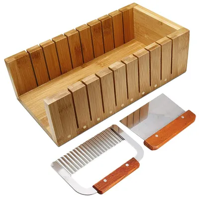 Produktbild von Seifenschneider Set Holz Seifen Cutter mit Drahtschneider & Wellenmesser, Seifenform Mehrfachschneider für DIY Seife
