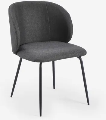 Image de Chaise rembourrée élégante en tissu pour la cuisine et la salle à manger Kasva - Gris foncé