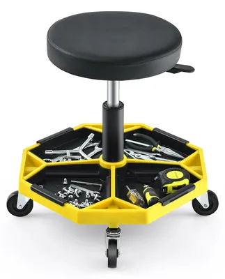 Immagine prodotto di Sgabello da officina - Sgabello con rotelle - Regolabile in altezza 41–55 cm - Portata 150 kg - Seduta da lavoro con rotelle