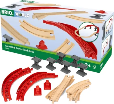 Image de BRIO World 33995 Coffret de rails montagne et vallée - Coffret de 16 rails avec de nombreuses possibilités d'agencement - Compatible avec tous les produits BRIO World et recommandé pour les enfants de 3 ans et plus
