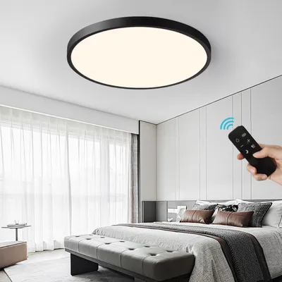 Produktbild von JDONG 72W LED Deckenleuchte Flach Ultra Dünn Deckenlampe Rund, Ø60cm, Schwarz Deckenleuchte Flach Deckenleuchte Rund für Wohnzimmer Schlafzimmer