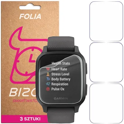 Produktbild von 3x Schutzfolie für den Bildschirm für Garmin Venu Sq, Bizon Watch HydroFlex
