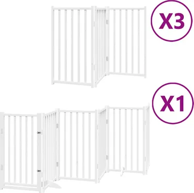 Immagine prodotto di vidaXL Cancelletto per cani a 15 pezzi con porta Pieghevole Bianco 750 cm Legno di pioppo