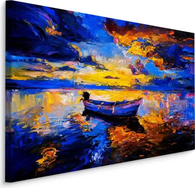 Produktbild von Fabelhafte Canvas LEINWAND BILDER 40x30 cm XXL Kunstdruck Meer Boot Sonnenuntergang