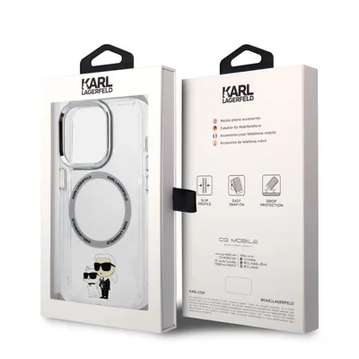 Zdjęcie produktu dla Etui Karl Lagerfeld Klhmp14Lhnkcit Na Iphone 14 Pro Hardcase - Przezroczyste Iconic Karl&Choupette Magsafe