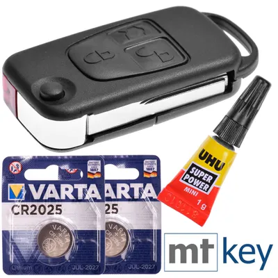 Immagine prodotto di Kit di riparazione per la sostituzione della chiave dell'auto con 3 pulsanti + HU44 vuoto + batteria compatibile con Mercedes Benz W163 R129 SL ML