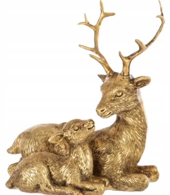 Produktbild von Sitzende Goldene Rentierfigur