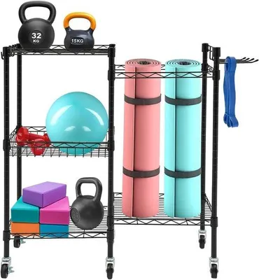 Image de Organisateur de rangement sportif réglable - Noir - 30 x 82,5 x 91,5 cm