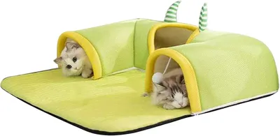 Produktbild von Katzenspieltunnel mit großem Bett, interaktivem Spielzeug und Nest für Sommer und Winter