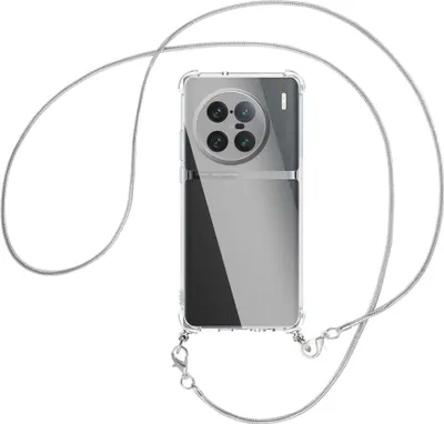 Produktbild von Handykette Backcover-Schutzhülle mit Band (Metall silberfarben) für vivo X90 Pro Plus (V2227A, 6.78'') - silberfarbene Snake-Kette