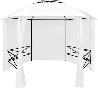 Produktbild von Gartenzelt mit Vorhängen 360x312x265 cm Weiß 180 g/m²
