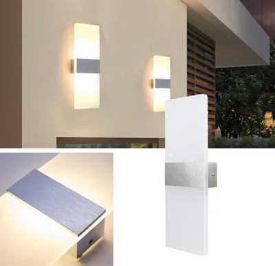 Obrázek produktu pro Jiubiaz LED nástěnné světlo vnitřní/venkovní nástěnná svítidla moderní nástěnné svítidlo schodiště chodba teplá bílá 2x 12W