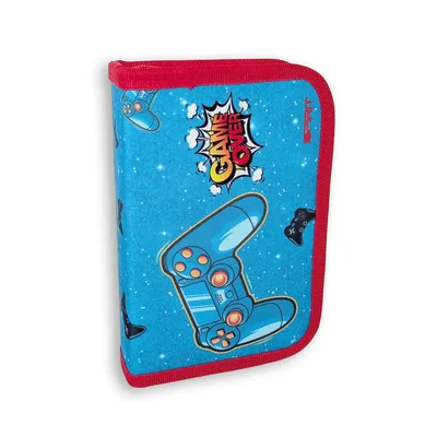Produktbild von SPIRIT Schüler Etui 28 teilig 1-Zipper Mäppchen GAME OVER blau