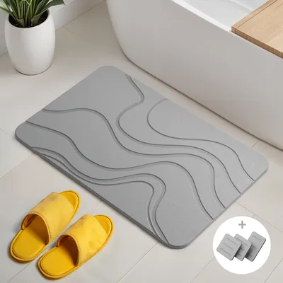 Produktbild von Björn&Schiller Schnelltrocknend Grau Steinmatte Badezimmer Rutschfest Saugfähig Antibakteriell Stein Badematte 60x39 cm
