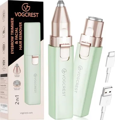 Produktbild von Vogcrest Hair Trimmer, 2 in 1 Gesichtsentferner Augenbrauen -Trimmer Frauen - wiederaufladbare tragbare LED -Licht