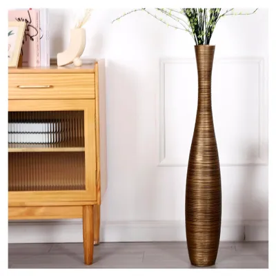 Produktbild von Hohe Bodenvase für Pampasgras und Blumen, 85 cm, Gold, Resin