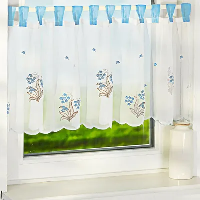 Produktbild von Scheibengardine Küche Gardine Bistrogardine Kurzgardine Stickerei 45 cm x 155 cm
