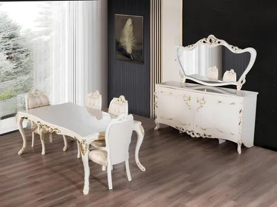 Zdjęcie produktu dla Klasyczny stół do jadalni w kolorze beżowym stół drewniany meble do salonu