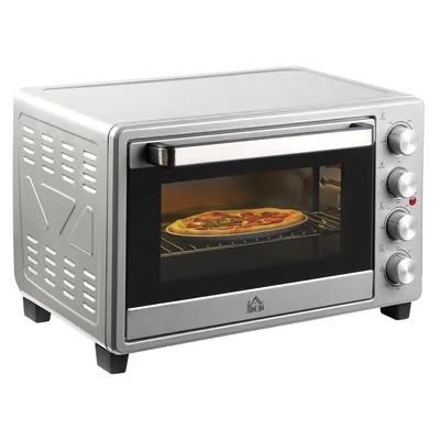 Produktbild von Mini Backofen 32L 100 °C-230 °C 1600 W Mini Ofen mit Backblech Krümelblech Grillrost und 3 Kochmodi Pizzaofen mit Timer Backblech-Griff Edelstahl Silber