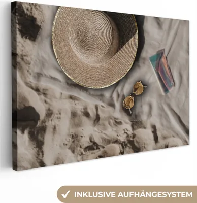 Produktbild von OneMillionCanvasses® - Leinwandbilder - 150x100 cm, Strandtuch - Strand - Sommer, Wandbilder Kunstdruck Wanddekoration