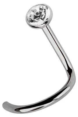 Produktbild von Titan Nasenpiercing Stecker Spirale 1,0 mm mit Stein in 2,5 mm, klar