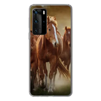 Produktbild von MuchoWow® Handyhülle Schutzhülle Hülle für Huawei P40 Pro Pferde - Licht - Natur Silikon Softcase Handy Hülle - Schutz
