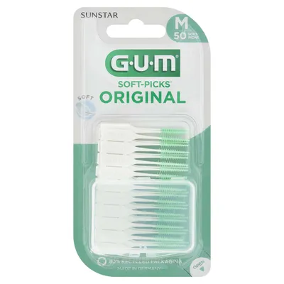 A package of GUM Soft-Picks Original M 50 units.
