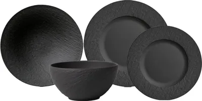 Produktbild von Villeroy & Boch Manufacture Rock Geschirr-Set 4-teilig schwarz