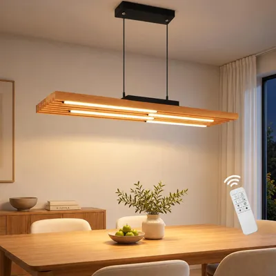 Obrázok produktu pre Drevené závesné svietidlo pre jedáleň, s možnosťou stmievania, 80 cm, LED