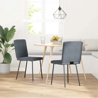 Image de Élégantes chaises de salle à manger en gris foncé, lot de 2