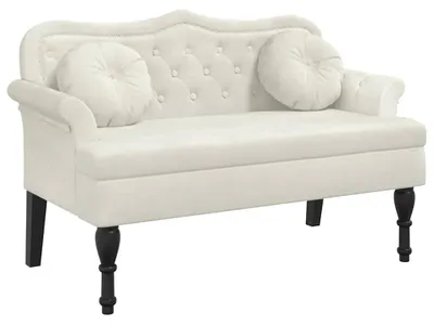 Zdjęcie produktu dla vidaXL Ławka z poduszką kremowa 120,5x65x75 cm aksamitna