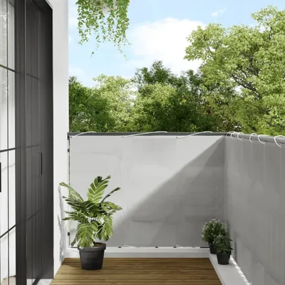 Produktbild von Design Balkon-Sichtschutz Hellgrau 120x400 cm 100 % Polyester-Oxford, Markisen 2024 Neu