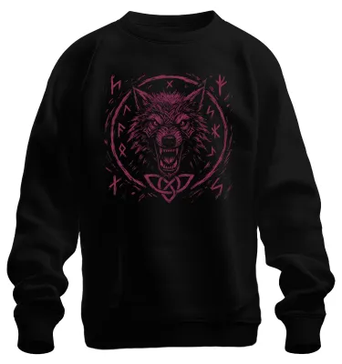 Produktbild von Wikinger Wolf Runen Grunge nordisch keltisch Knotenmuster Sweatshirt Pullover, Schwarz, M