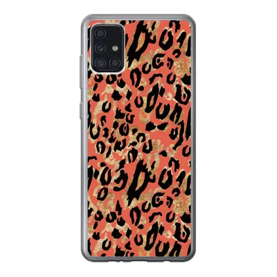 Produktbild von MuchoWow® Handyhülle Schutzhülle Hülle für Samsung Galaxy A52 5G Pantherdruck - Gold - Rosa Silikon Softcase Handy Hülle - Umschlag