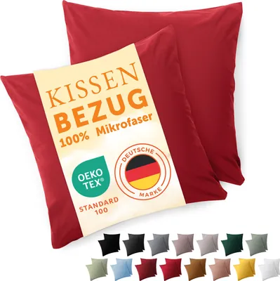 Image de Blumtal taie d'oreiller 50x50 cm en lot de 2 douce 50x50 50x50 housse cm rouge